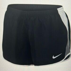 Nike Women’s Dri‑FIT Running Shorts – Black/White/Grey – Size Medium
